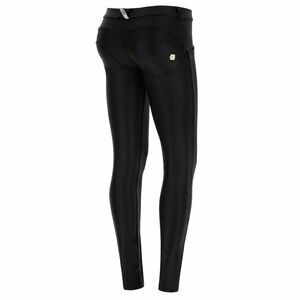⁠FREDDY WR.UP Black DIWO Lurex Faux Leather Ruched Push Up Shaping Pant Legging